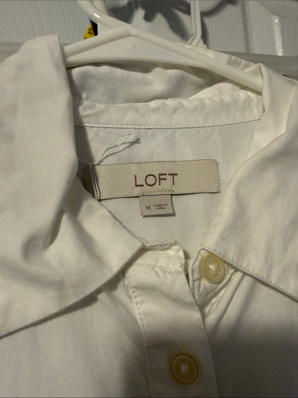 LOFT White Button-Front Drawstring Shirt-Tunic - Picture 2 of 2
